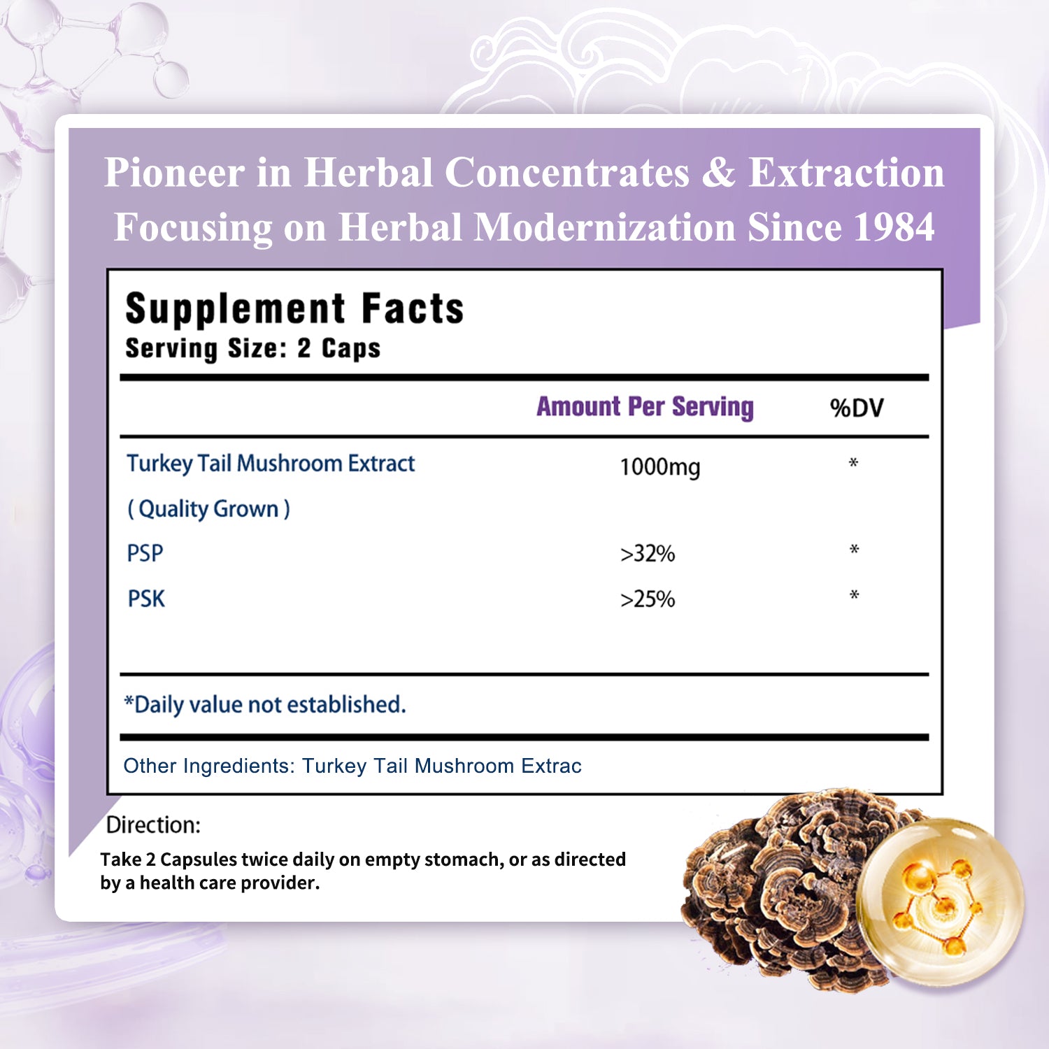 Sino-Sci Turkey Tail Mushroom Supplement - Immune Support