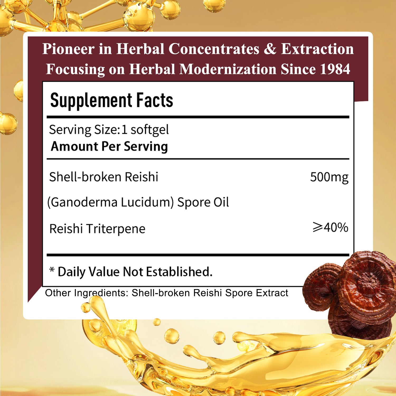 Sino-Sci Innovation Reishi Spore Oil Softgel - Triterpenes ≥ 40%
