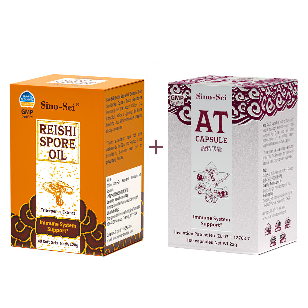 Sino-Sci Reishi Spore Oil Softgel + At Capsule Combo