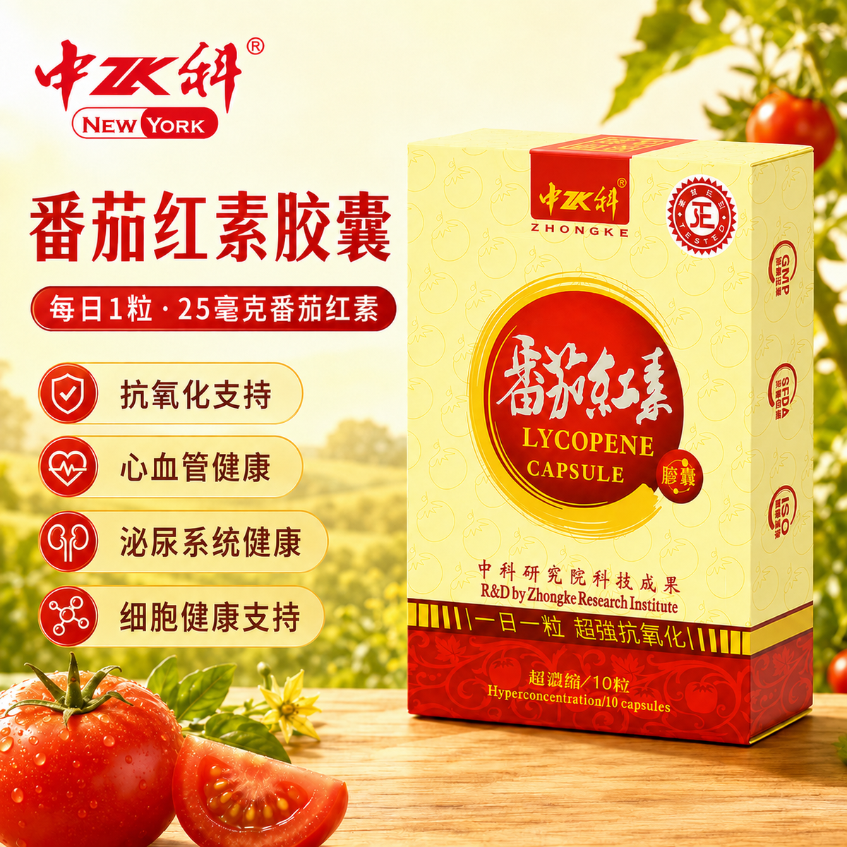 中科番茄红素胶囊 - 缓解前列腺炎 抗氧化 10粒